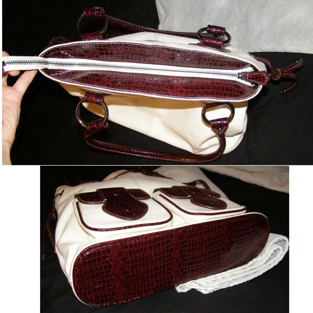 🍷New Earth Axxessories canvas & faux leather bag Summer tote